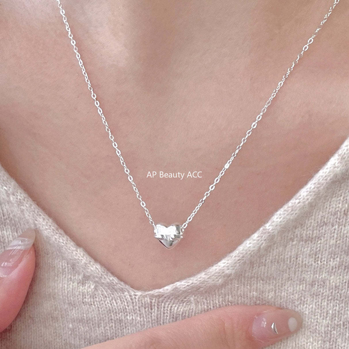 F관 - 925 실버 하트 모양 펜던트 목걸이 [B1385] 25.11-4