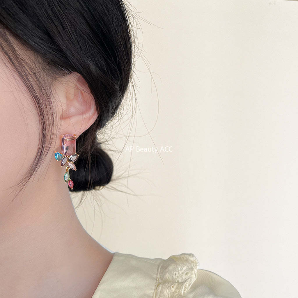 C관 - 업그레이드 18K 도금 유리 크리스탈 귀걸이 [4007] 24.05-1