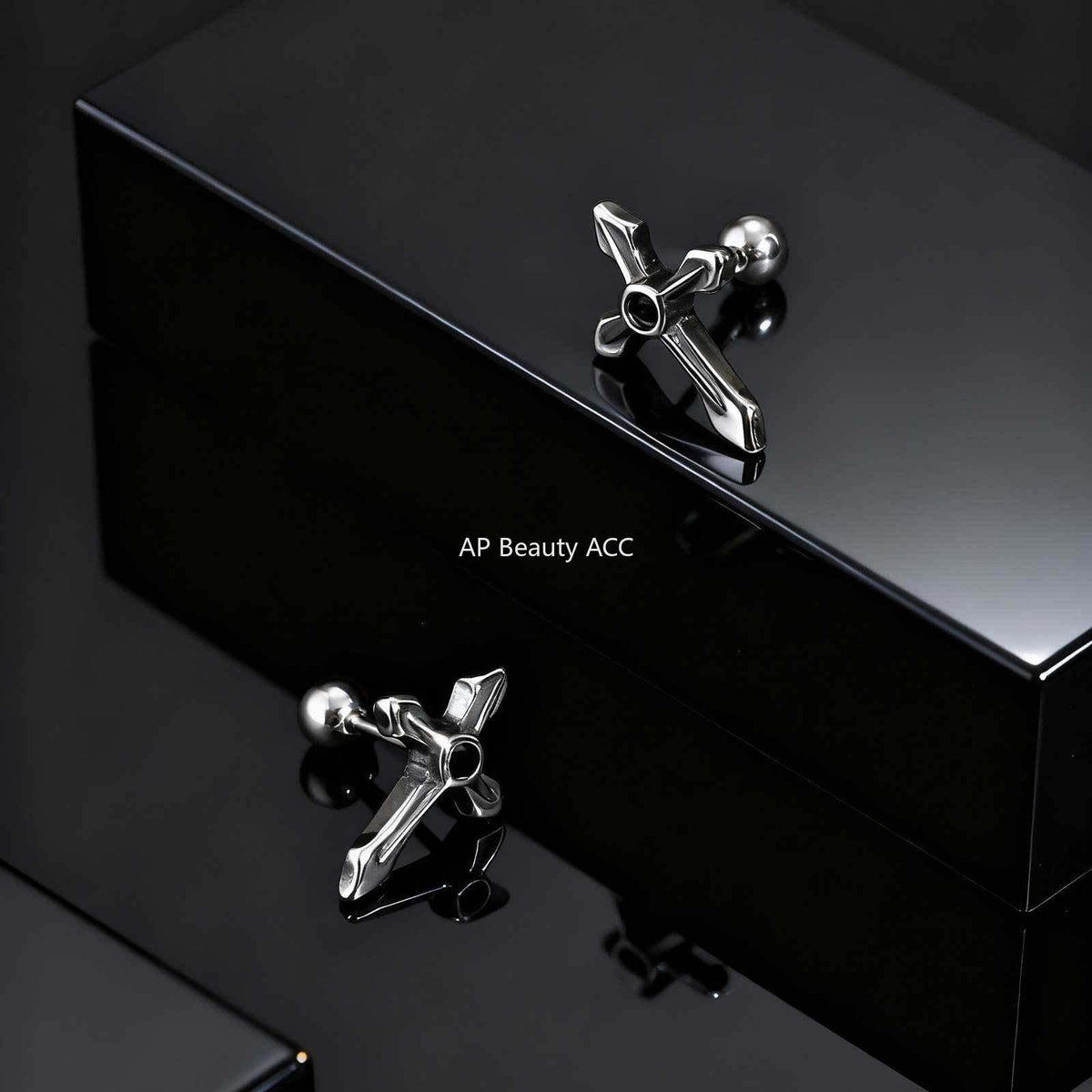 G관 - 스테인리스 스틸 십자가 피어싱 귀걸이 [ES-745] 25.12-2