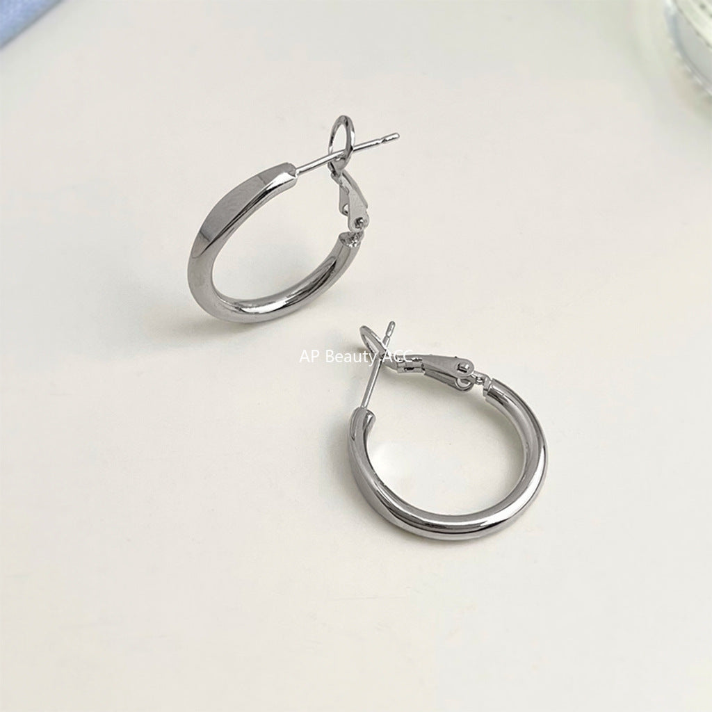 C관 - 925 은침 원형 링 미니멀 귀걸이 [7017] 25.11-1