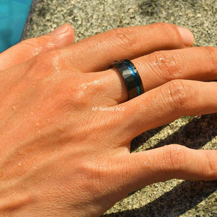 G관 - 텅스텐 스틸 8mm 샌딩 라인 반지 [TCR-104B07] 25.10-5