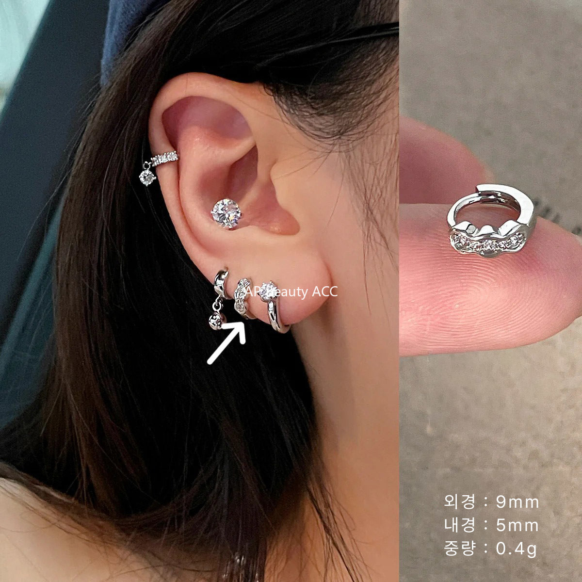 A관 - 925 실버 큐빅 링 귀걸이 [EH-4082] 25.08-5