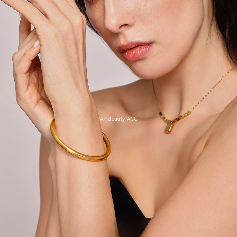 D관 - 원형 베이직 링 디자인 스테인리스 스틸 18K 도금 팔찌 [Z119] 25.04-1