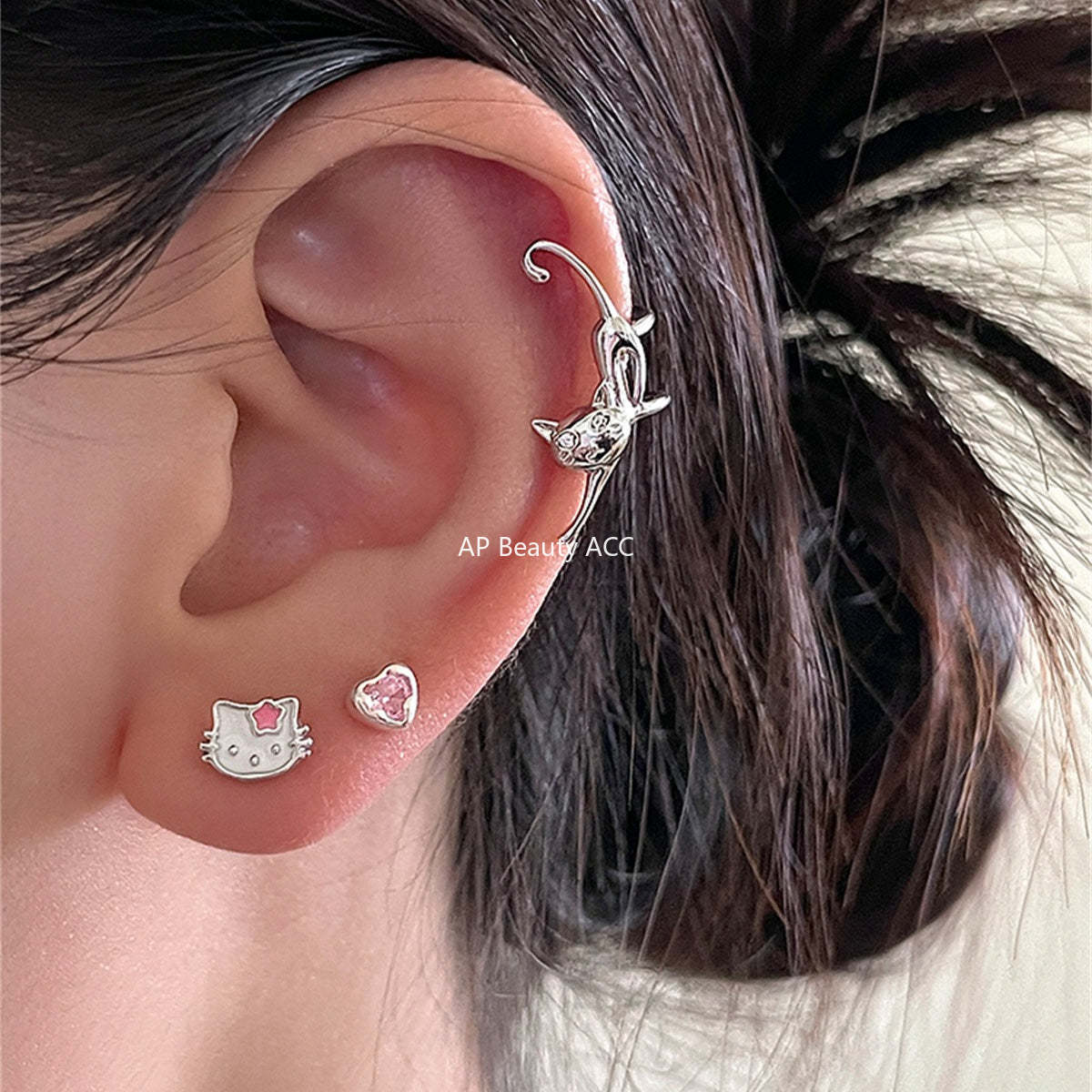 A관 - 고양이 디자인 좌우대칭 이어커프 귀걸이 [EH-3964] 25.09-4