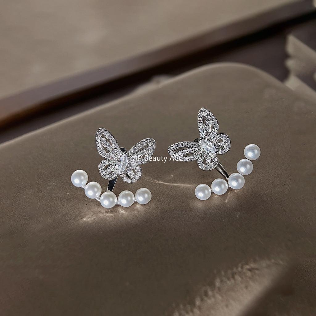 C관 - 나비 진주 큐빅 투웨이 925 은침 귀걸이 [5817] 25.04-2