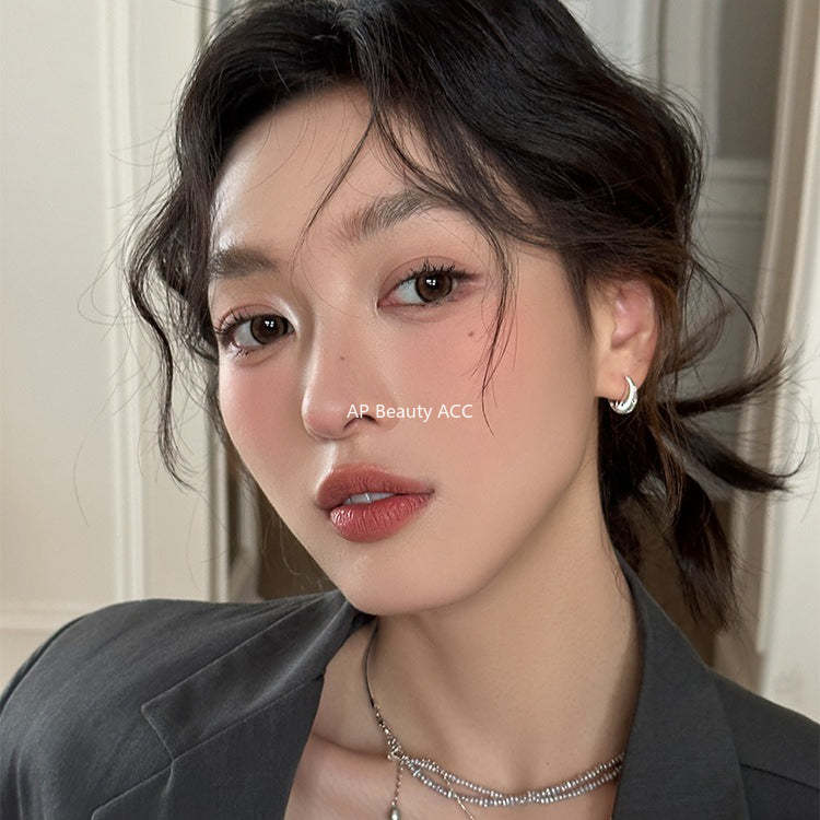 A관 - 세로 줄무늬 팔각별 큐빅 후프 귀걸이 [EH-4097] 25.12-1