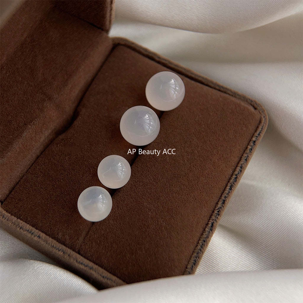 C관 - 백마노 천연석 은침 귀걸이 간결하고 고급스러운 귀걸이 [3828-3830] 24.04-3