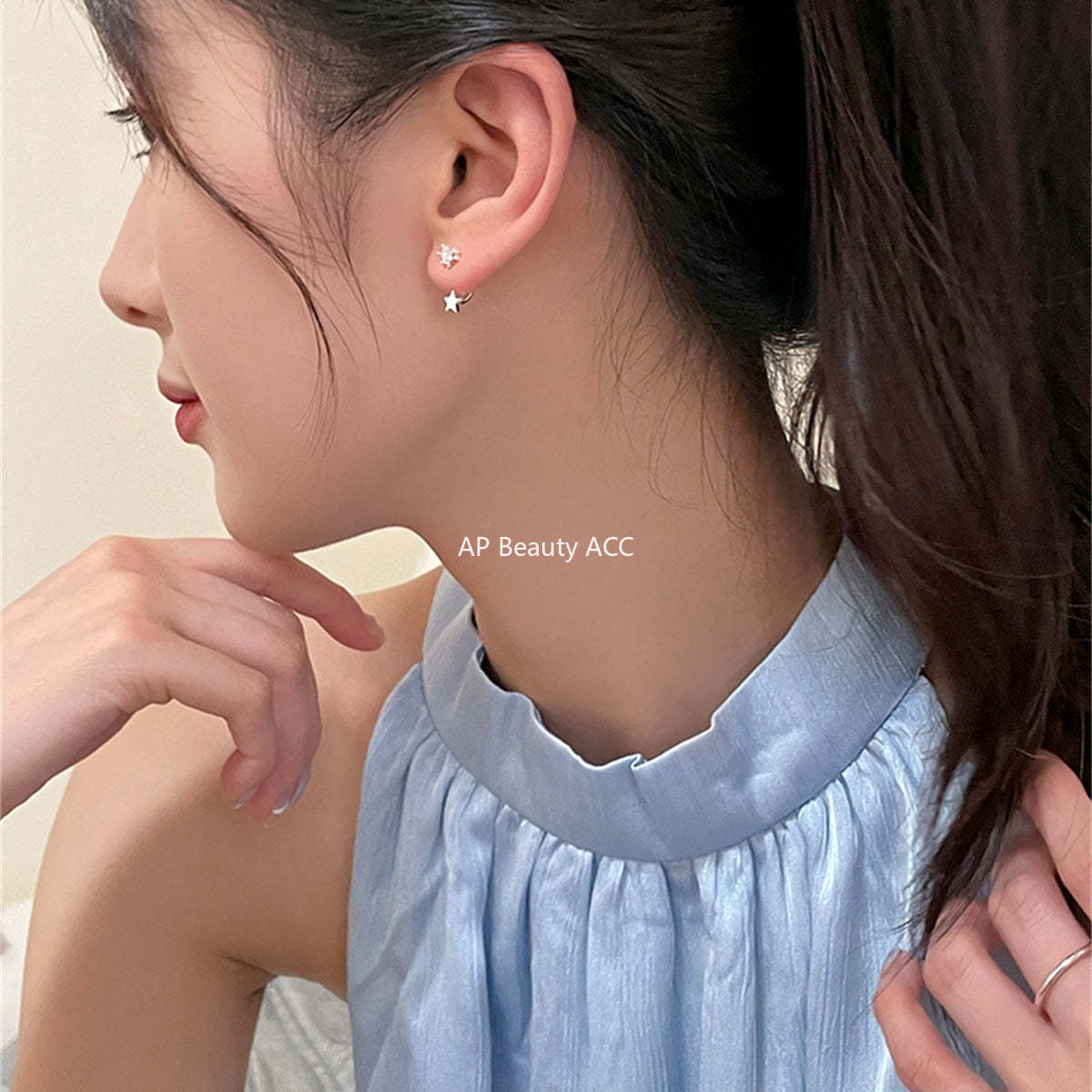 A관 - 925 은침 오각별 큐빅 스터드 귀걸이 [EH-3976] 25.09-3
