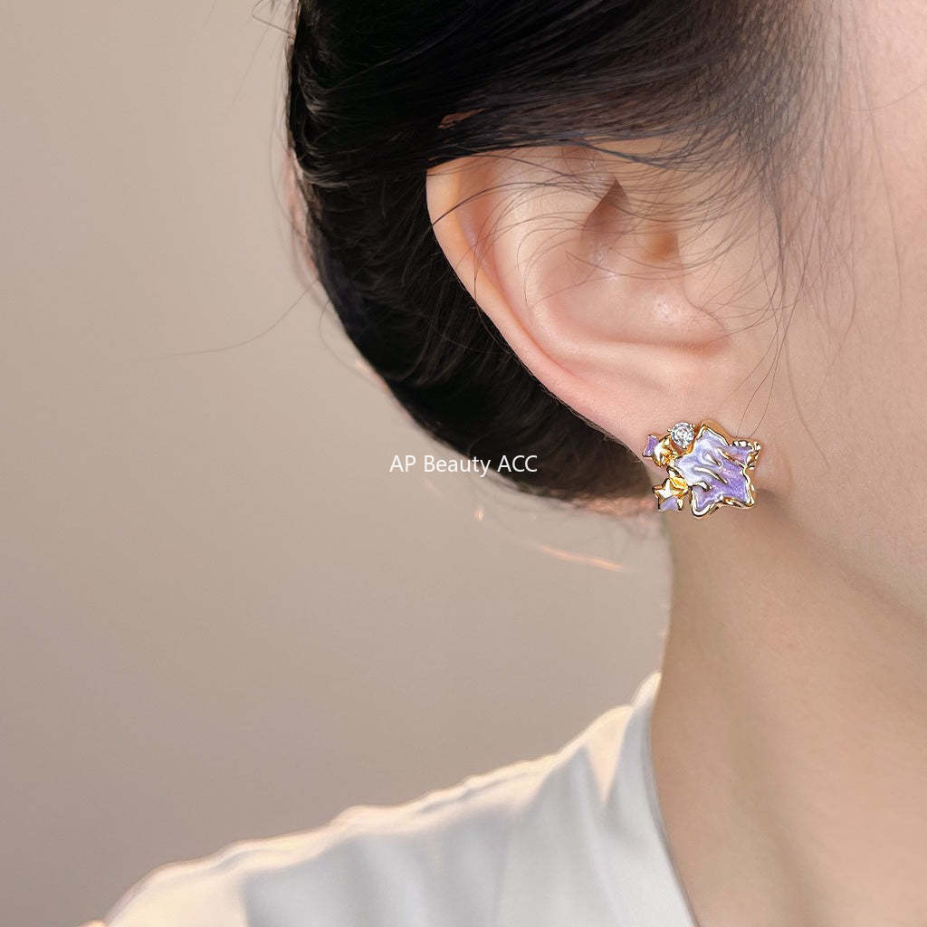 C관 - 퍼플 별 핸드페인팅 925 은침 귀걸이 [7200] 25.12-1