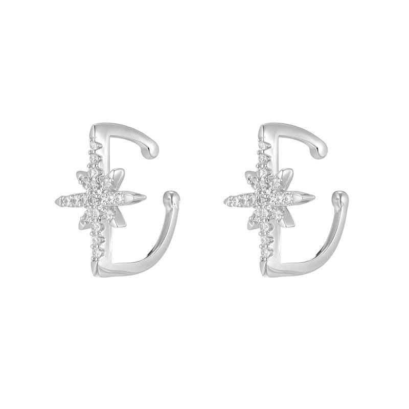 A관 - 925 은침 사각별 큐빅 피어싱 링 귀걸이 [EH-3972] 25.10-5