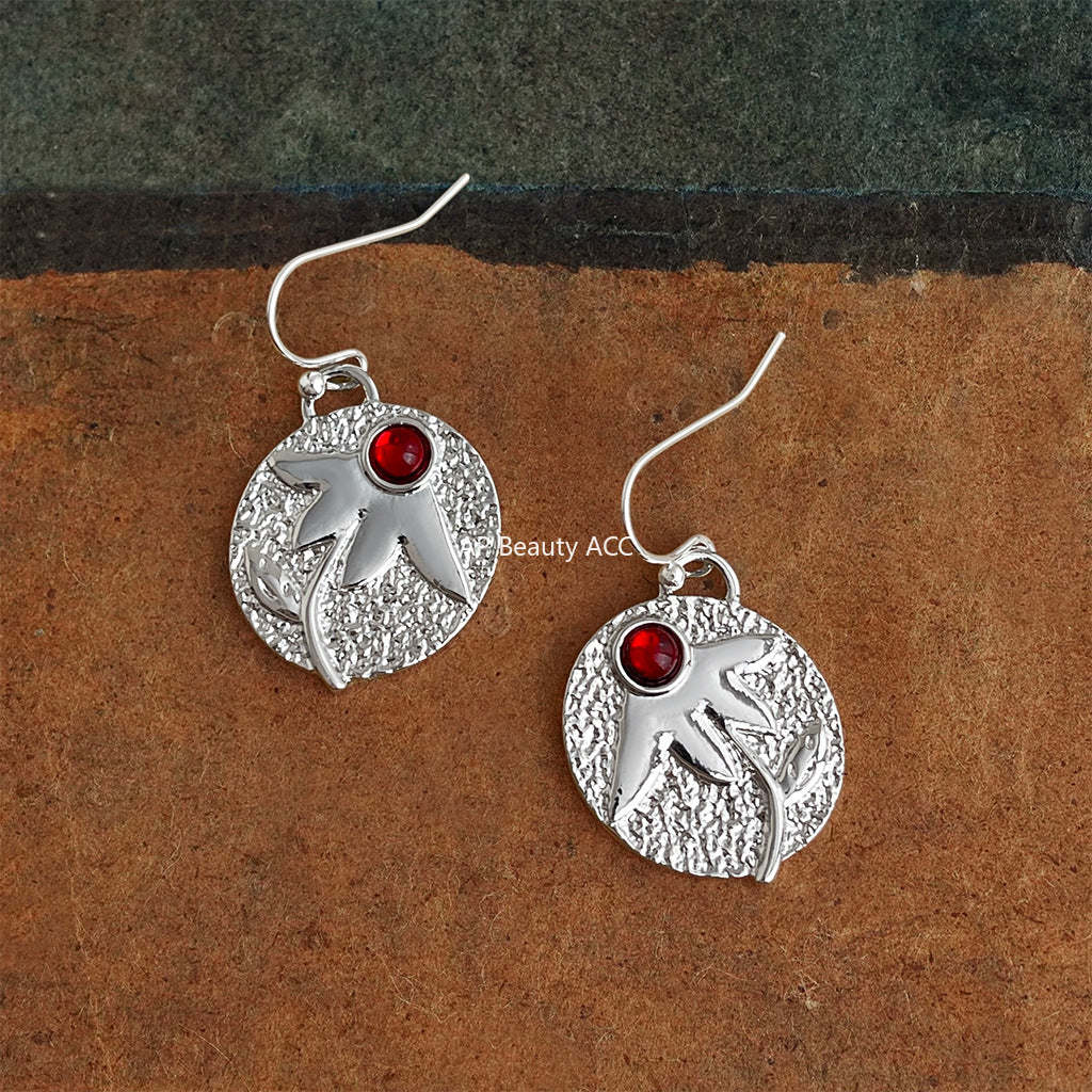 C관 - 풀잎 디자인 원형 레진 후크 귀걸이 [7115] 25.11-3