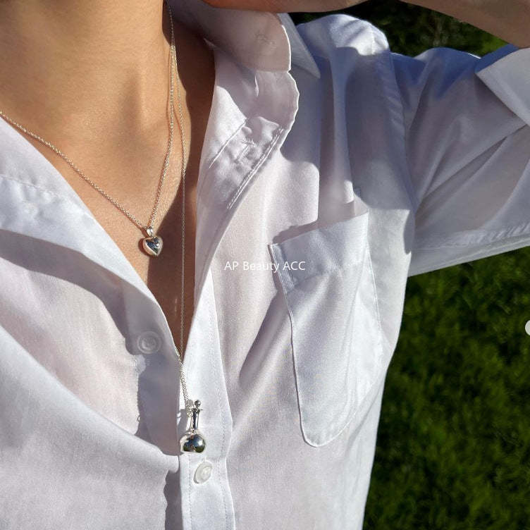 F관 - 925 실버 하트 펜던트 목걸이 [B1100] 25.09-4