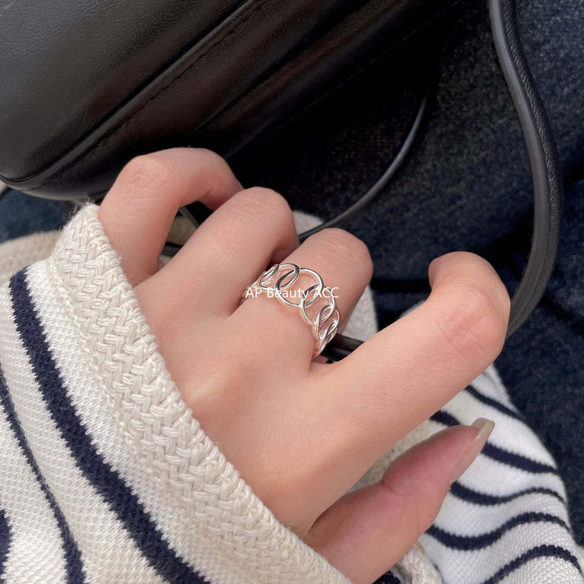 F관 - 925 실버 라인 타원 오픈형 반지 [J1899] 25.12-2