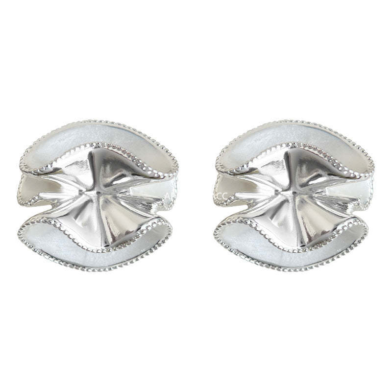 C관 - 무광 플라워 주름 디자인 925 은침 귀걸이 [7138] 25.11-4