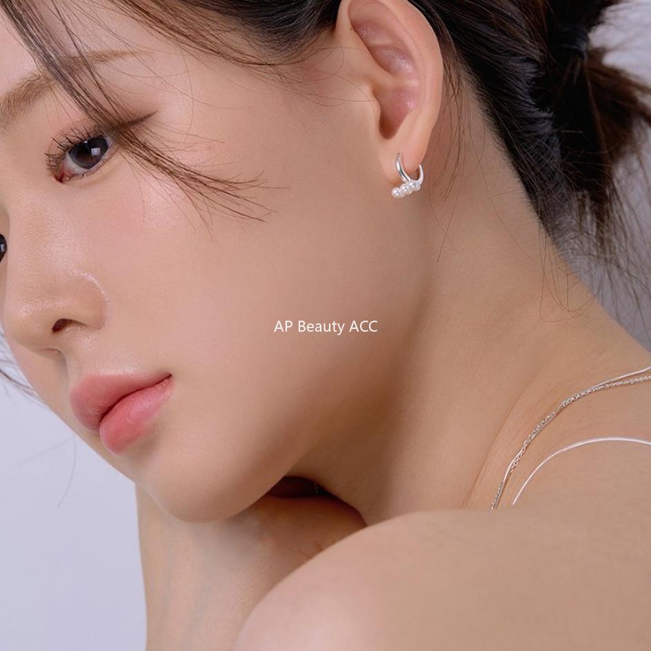 F관 - 925 실버 트리플 진주 귀걸이 [C1034] 24.07-4