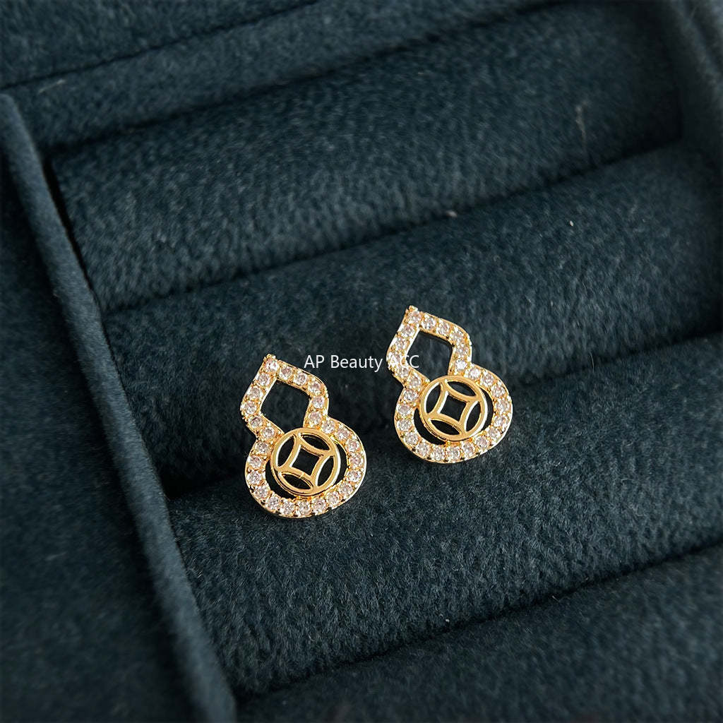 C관 - 호리병 모양 큐빅 925 은침 귀걸이 [7181] 25.12-1