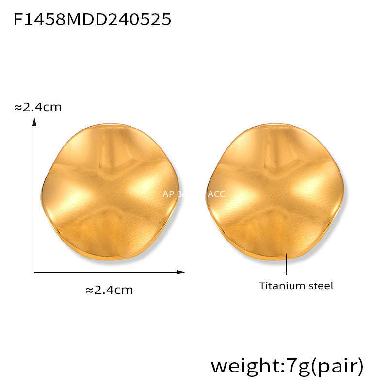 D관 - 티타늄 스틸 18K 도금 볼록 디자인 미니멀 원형 귀걸이 [F1458] 24.05-5