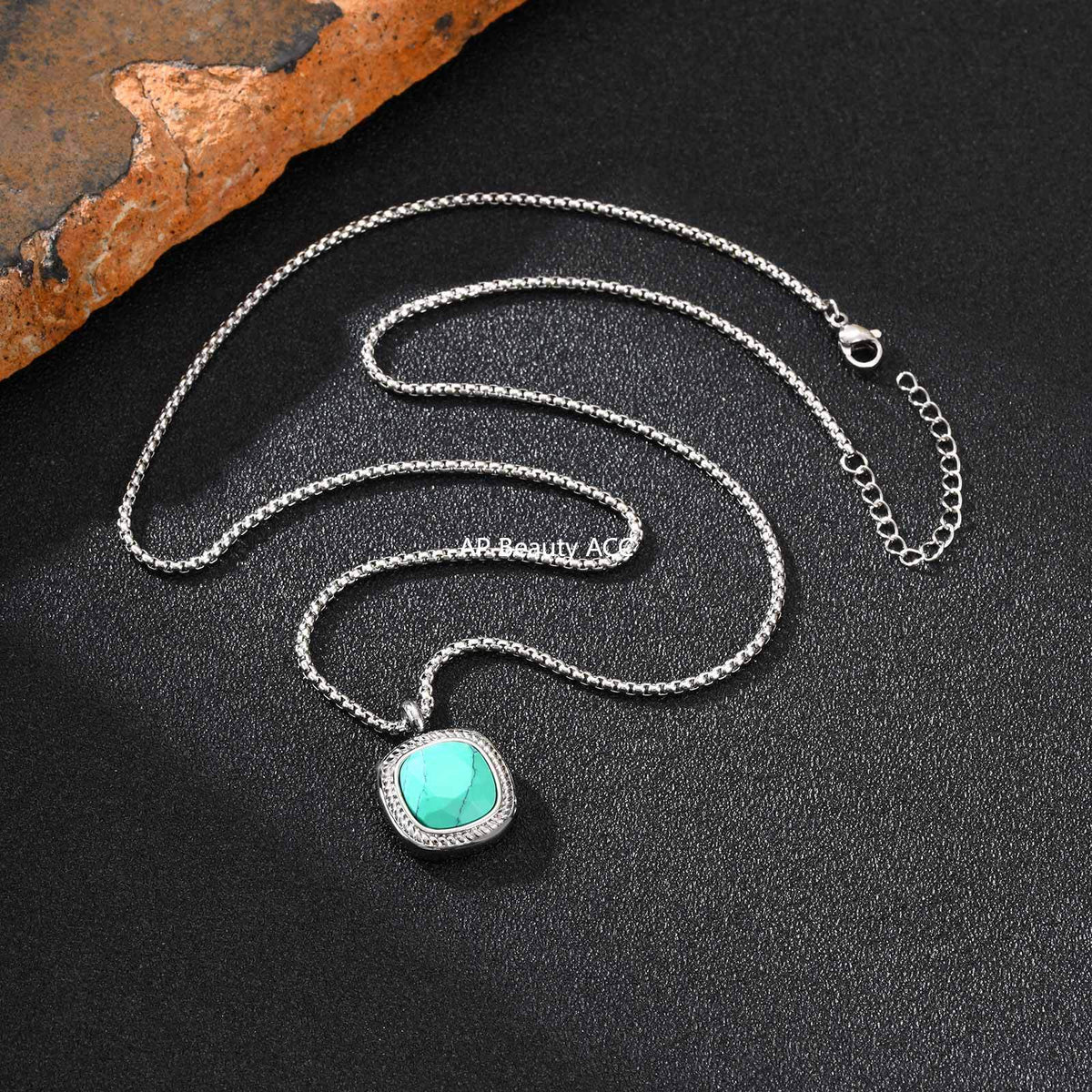 G관 - 스테인리스 스틸 사각 컷면 펜던트 목걸이 [NC-353] 25.11-1