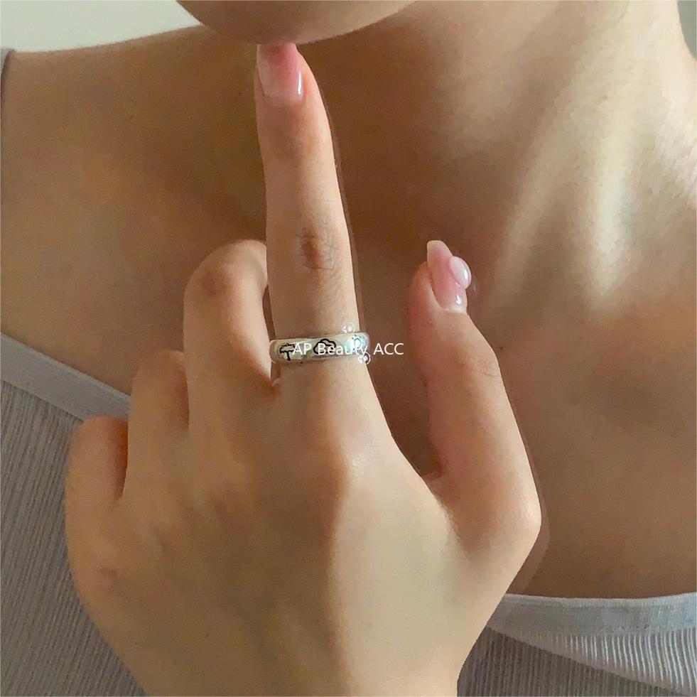 F관 - 925 실버 날찌 이모티콘 반지 [J1912] 25.10-1