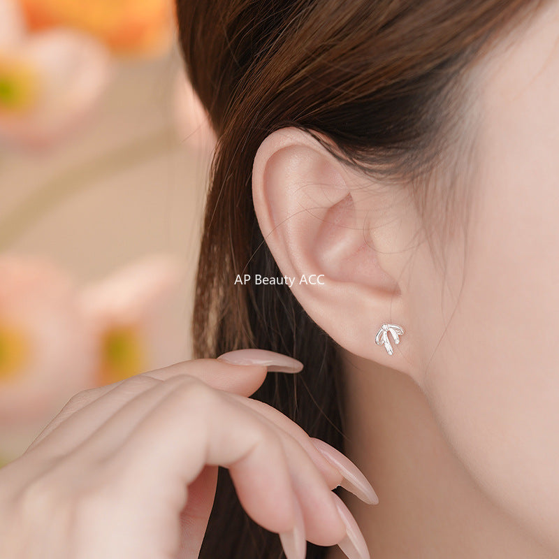 B관 - 999 실버 리본 매듭 피어싱 귀걸이 [YC7265E_1] 25.11-1