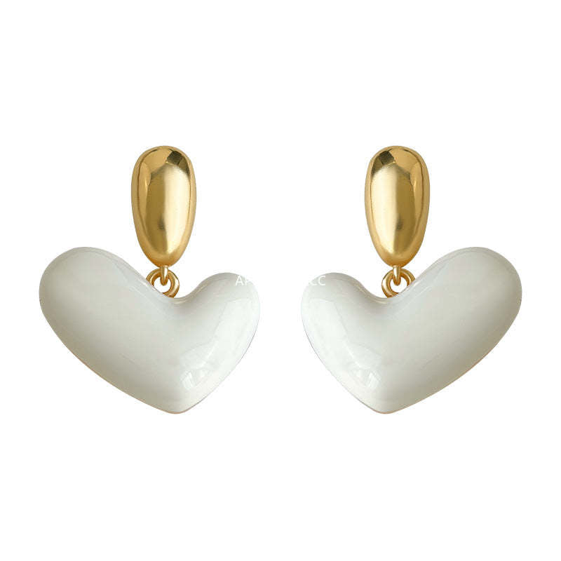 C관 - 오일 코팅 하트 디자인 925 은침 귀걸이 [7108] 25.11-3