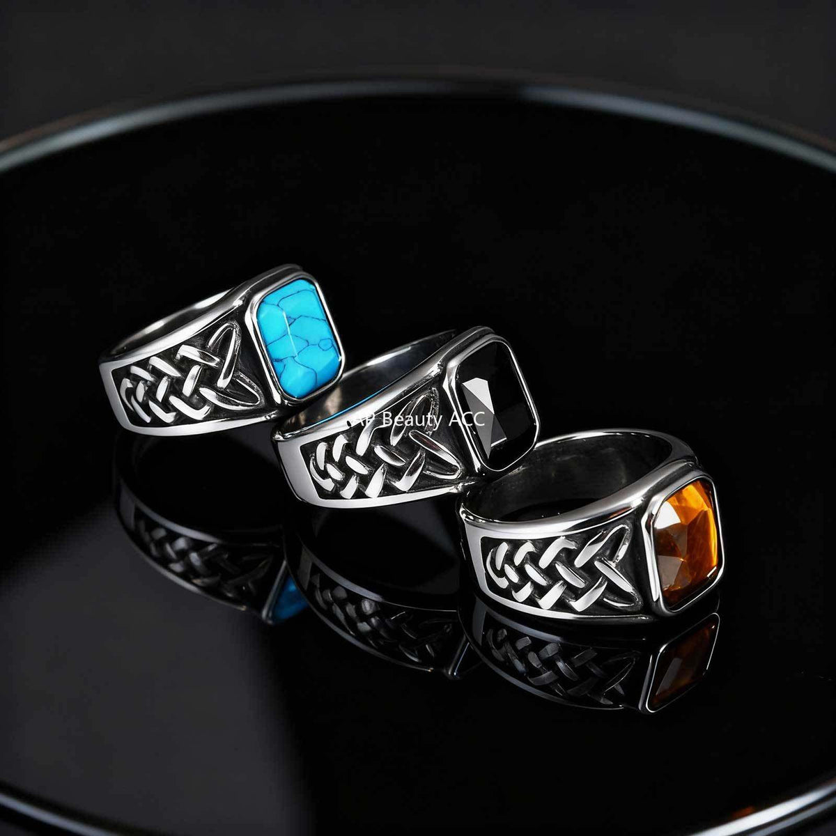 G관 - 사각 터키석 호안석 스테인리스 스틸 반지 [RC-605] 25.12-2