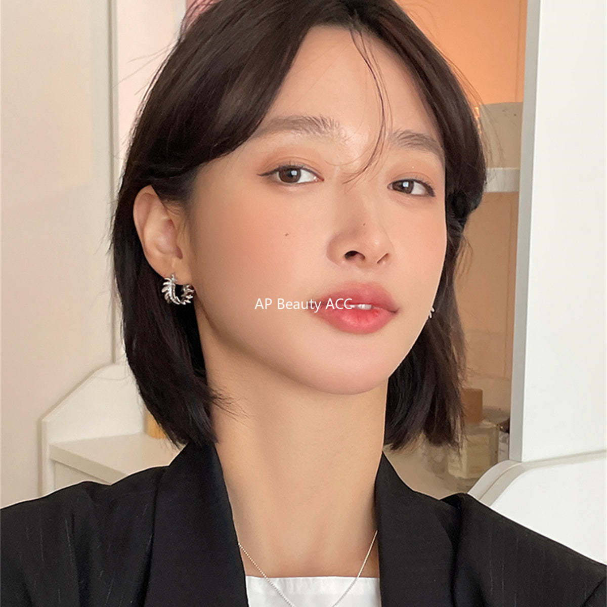 A관 - 925 은침 비정형 플라워 큐빅 뉴 오리엔탈 링 귀걸이 [EH-2849] 24.04-1