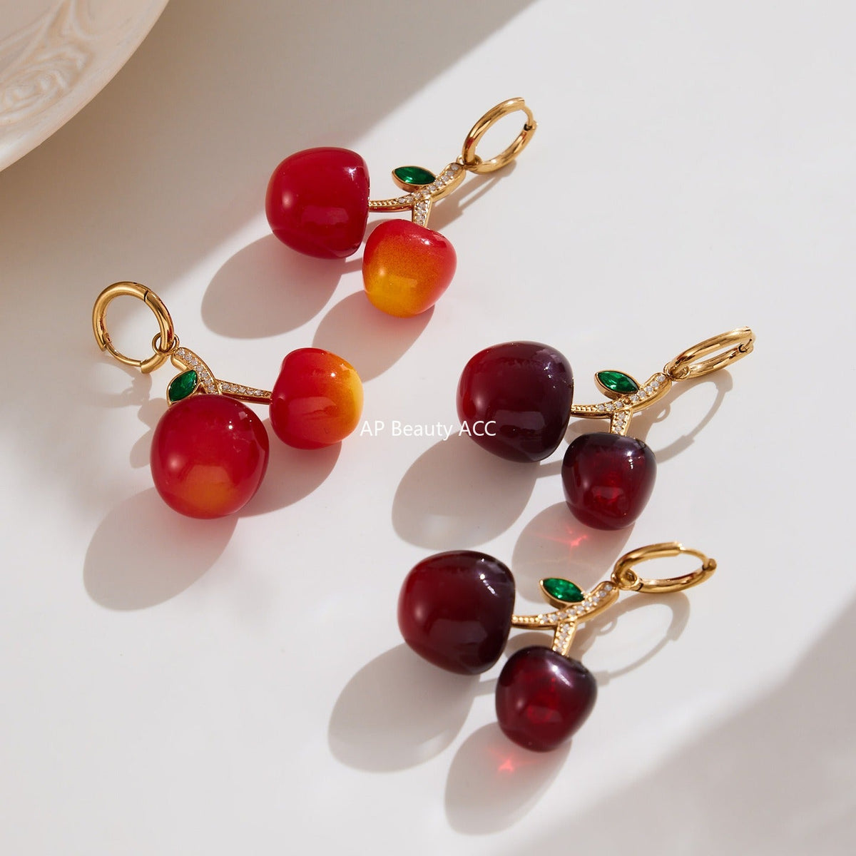 D관 - 18K 골드 도금 스테인리스 스틸 체리 펜던트 목걸이 팔찌 귀걸이 [TXP420] 25.10-1