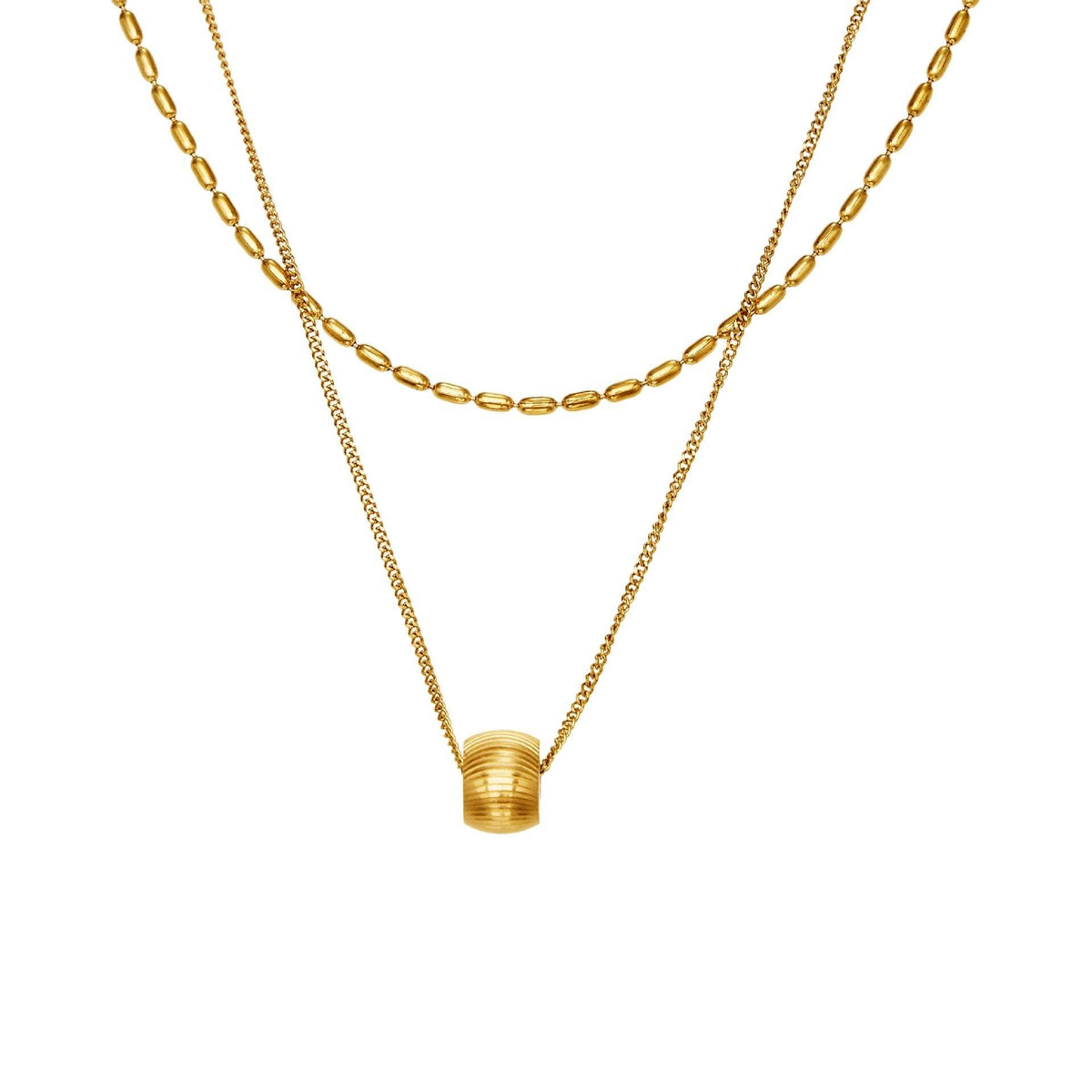 D관 - 스테인리스 스틸 더블 레이어드 18K 도금 행운 목걸이 [P877] 25.11-4