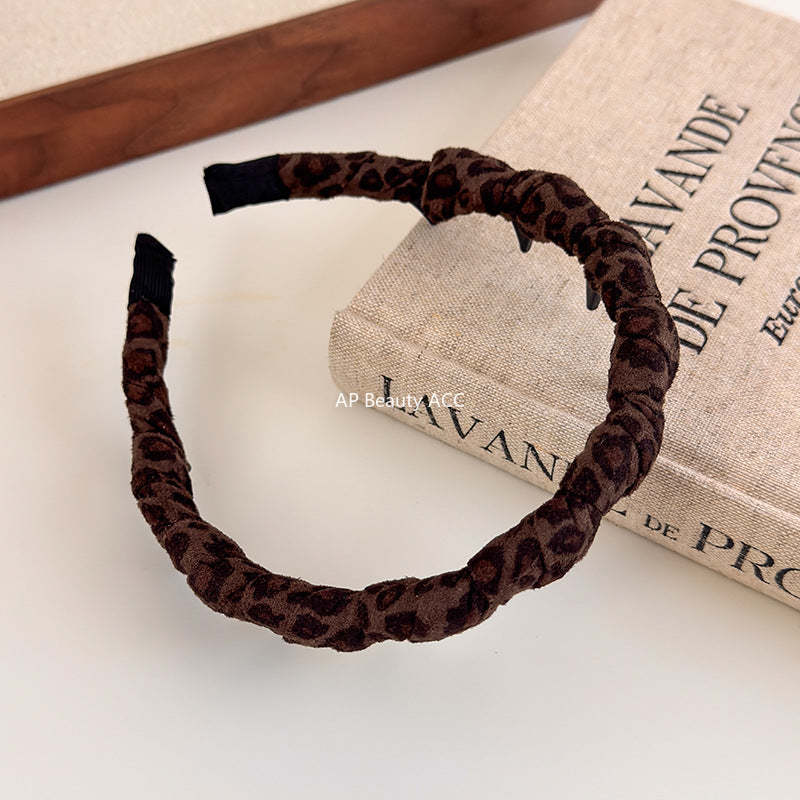 E관 - 호피 패브릭 웨이브 빗살 머리띠 [27497] 25.09-4