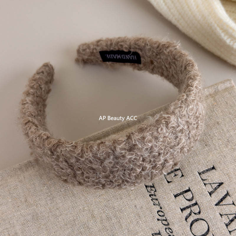 E관 - 양털 퍼 소재 와이드 볼륨 머리띠 [27649] 25.11-1