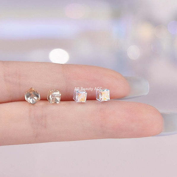 B관 - 925 실버 스퀘어 크리스탈 스터드 귀걸이 [YC2499E YC2913E] 25.10-4