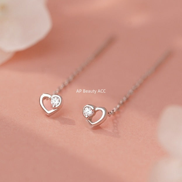 B관 - 925 실버 하트 큐빅 드롭 귀걸이 [YC2766E_1] 25.11-1