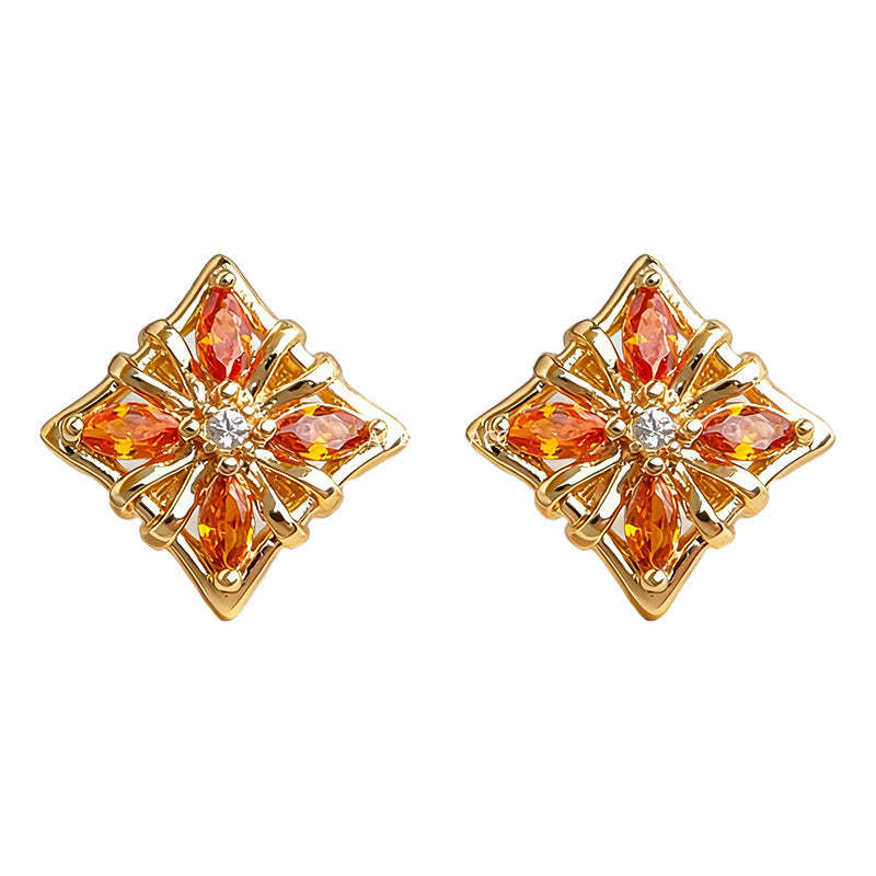 C관 - 사각형 모양 큐빅 925 은침 귀걸이 [7251] 25.12-3