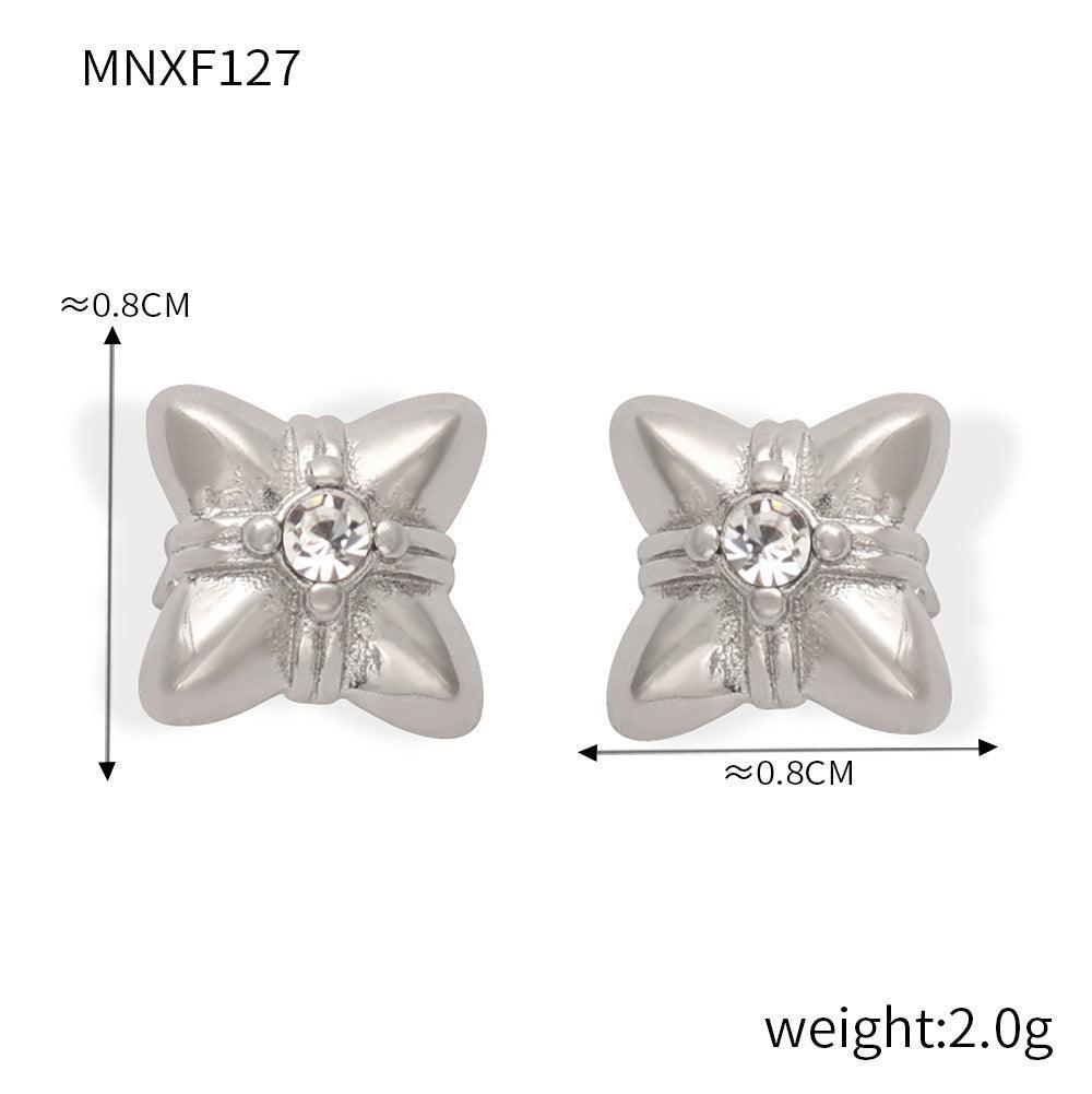 D관 - 레트로 티타늄 스틸 골드 도금 기하학적 플라워 큐빅 귀걸이 [F125-28] 24.03-3