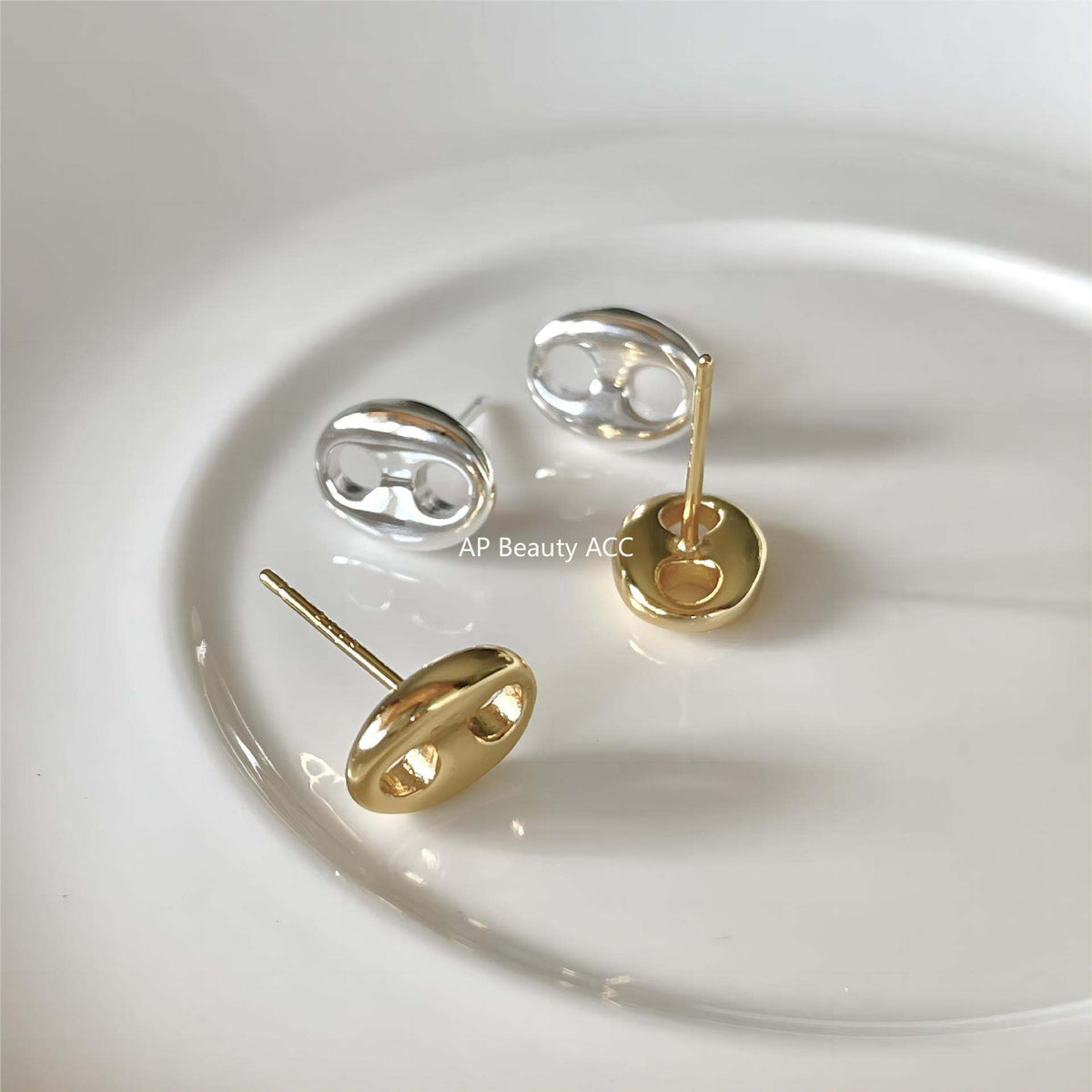 F관 - 925 실버 돼지코 디자인 스터드 귀걸이 [C1204] 25.12-2