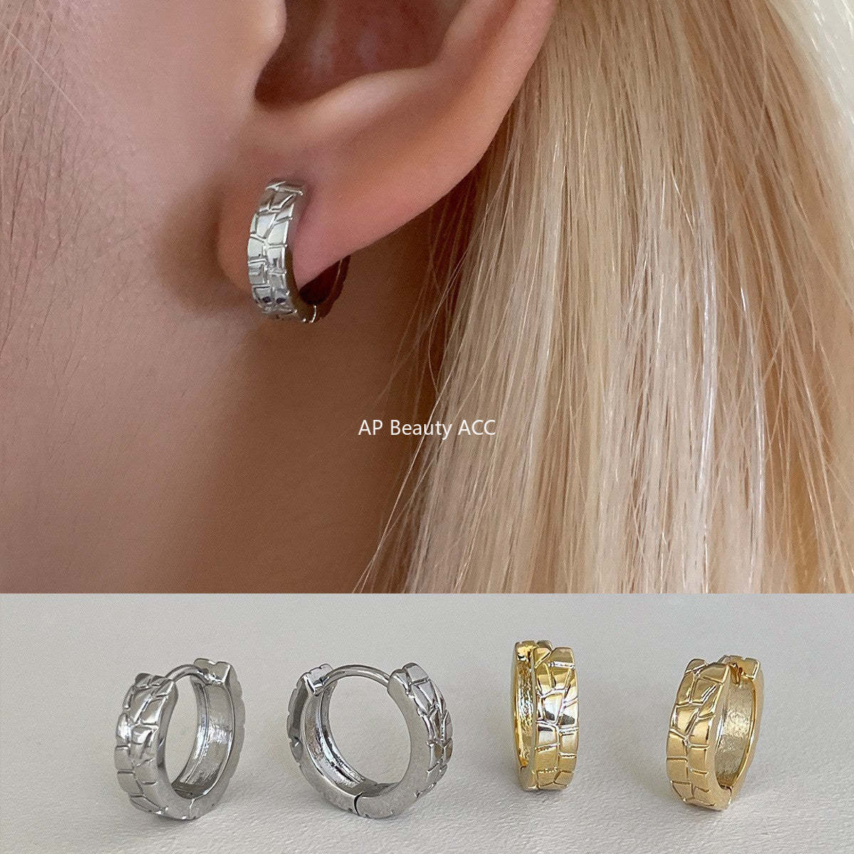 A관 - 기하학 패턴 심플 링 925 은침 귀걸이 [EH-4174] 25.12-1