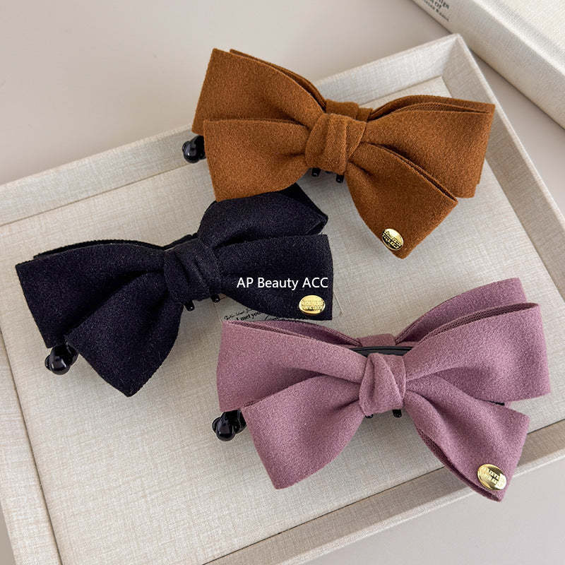 E관 - 양면 모직 리본 골드 포인트 집게핀 [27639] 25.11-1