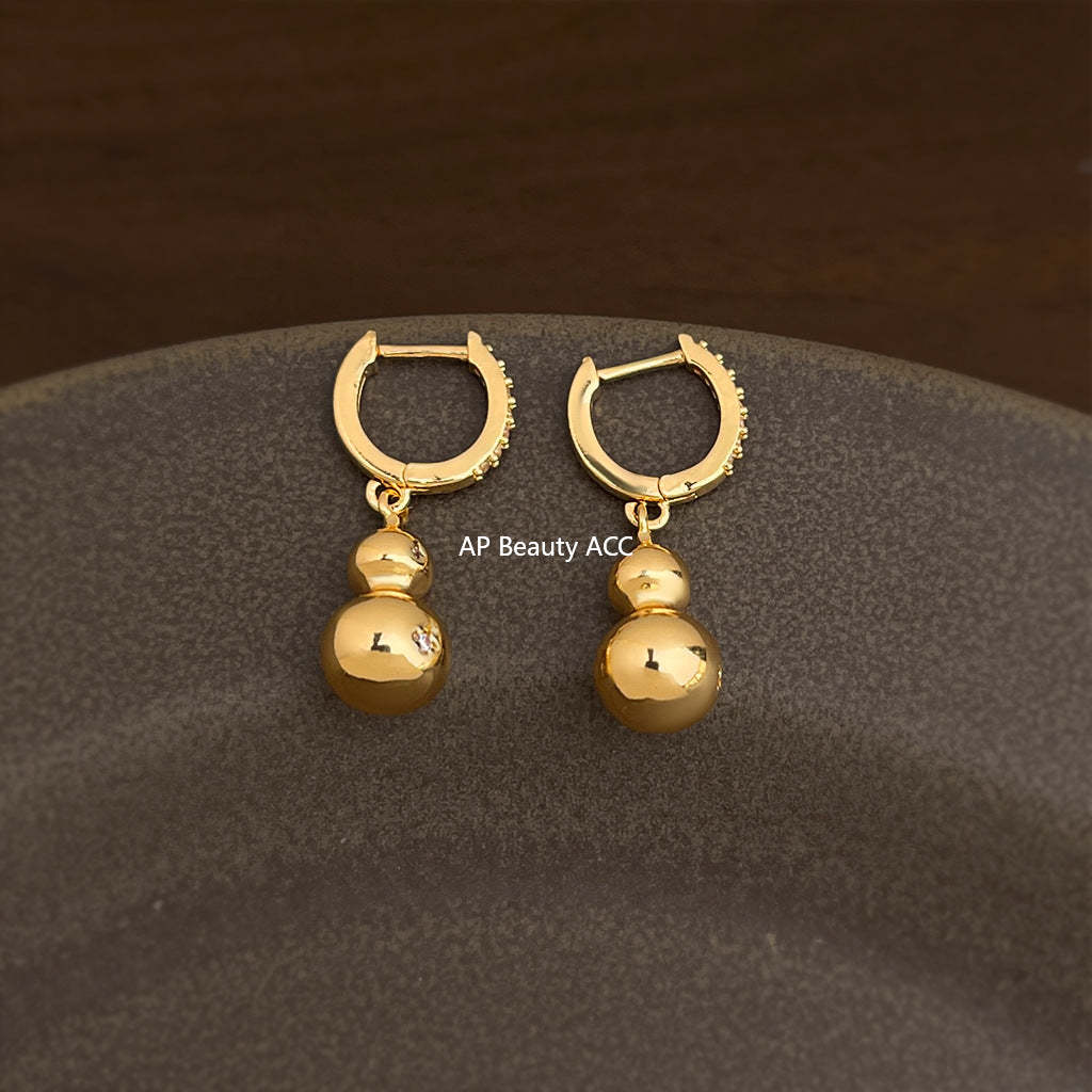 C관 - 14K 도금 미니 큐빅 호리병 펜던트 귀걸이 [7021] 25.11-1