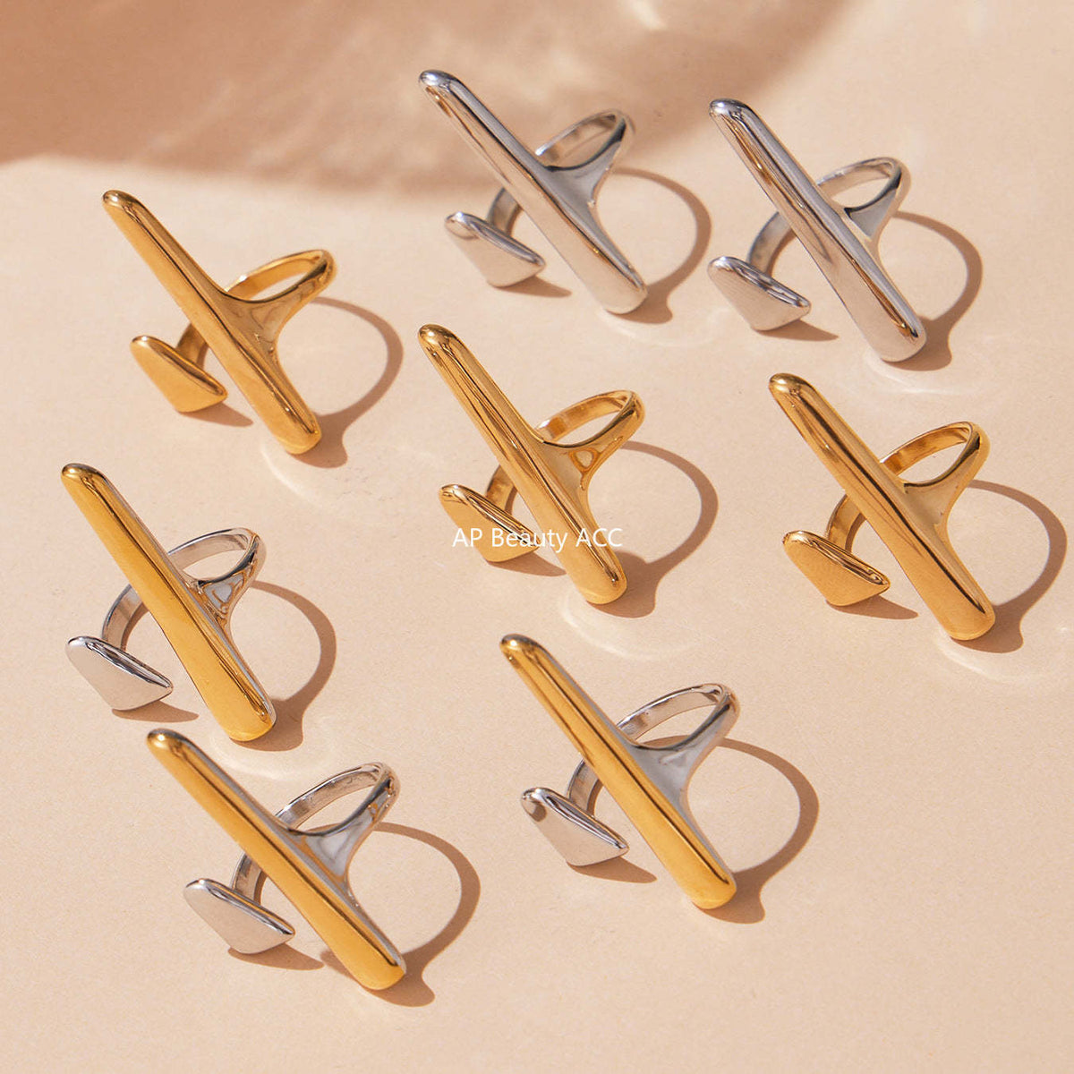 D관 - 스테인리스 스틸 기하학 디자인 오픈형 반지 [A080] 25.09-4