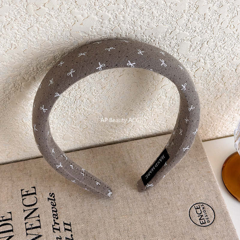 E관 - 브라운 도트 패브릭 스펀지 머리띠 [27498] 25.09-4