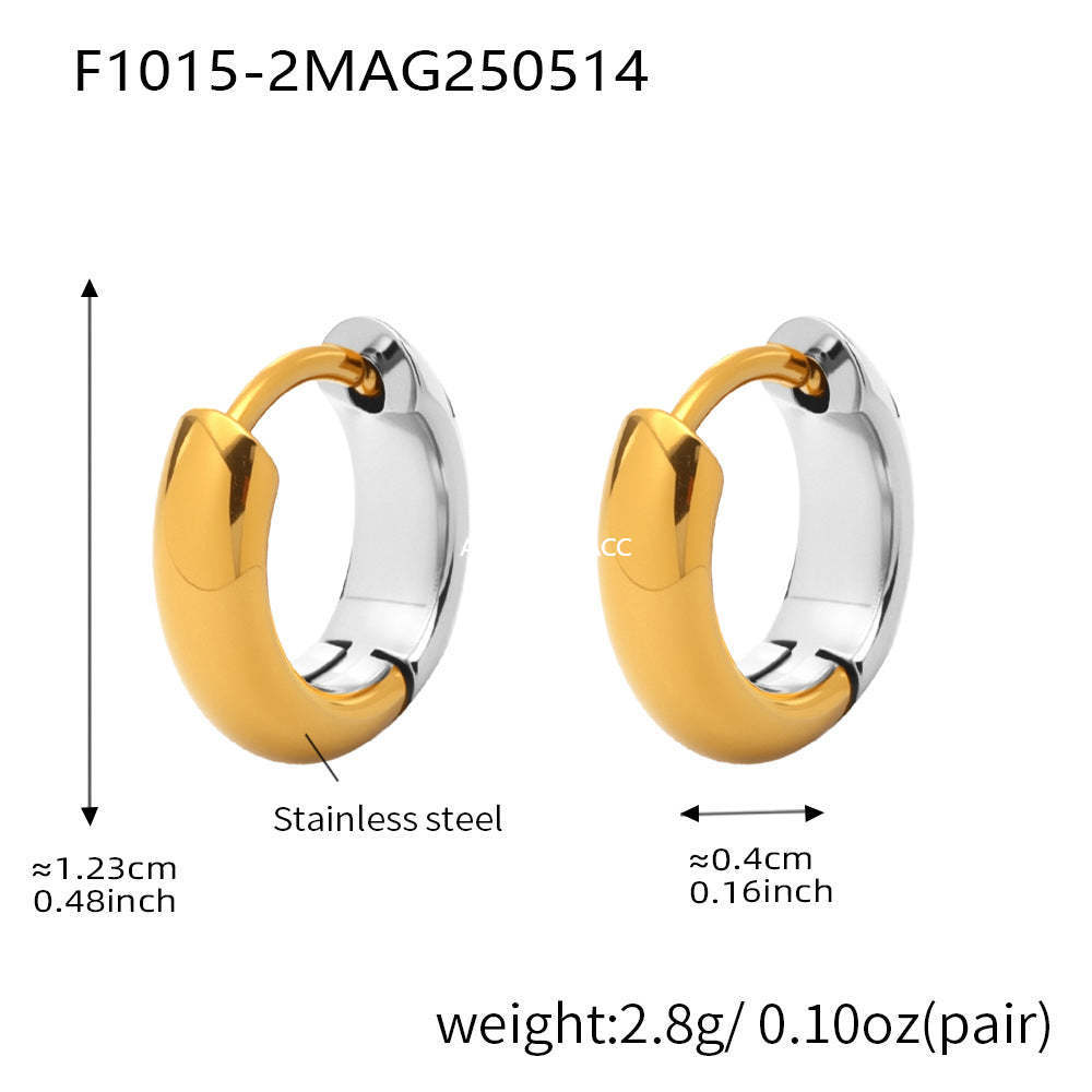 D관 - 투톤 원형 18K 도금 스테인리스 스틸 귀걸이 [F1015-F1098] 25.05-4
