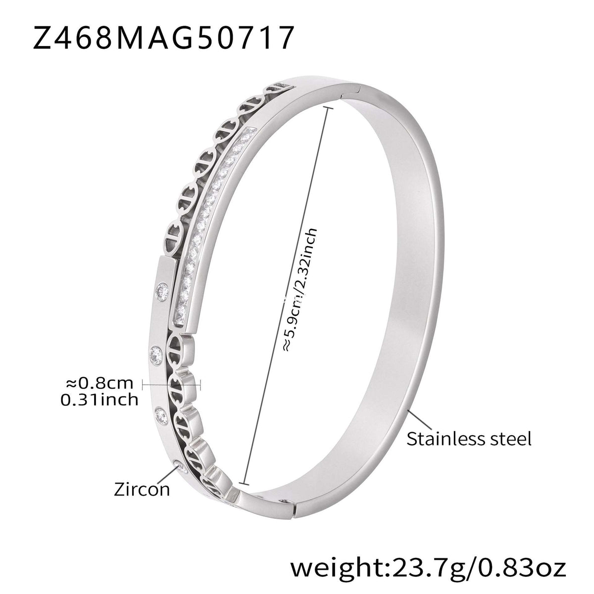 D관 - 큐빅 라인 스테인리스 스틸 18K 도금 팔찌 [Z467-Z468] 25.07-4