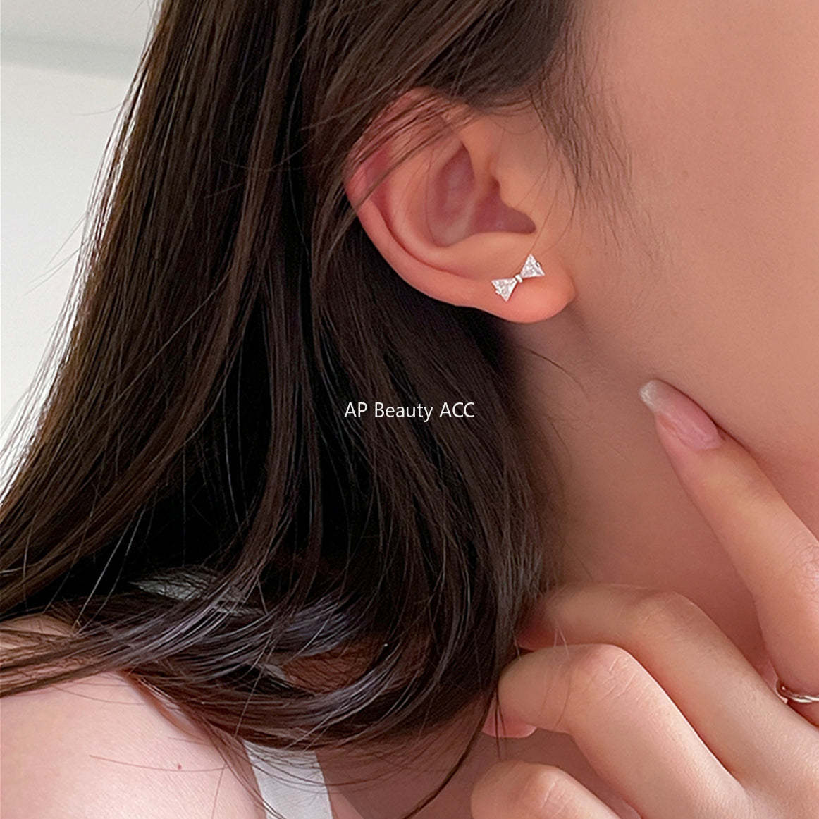 A관 - 925 은침 리본 큐빅 귀걸이 [EH-2998] 24.06-4