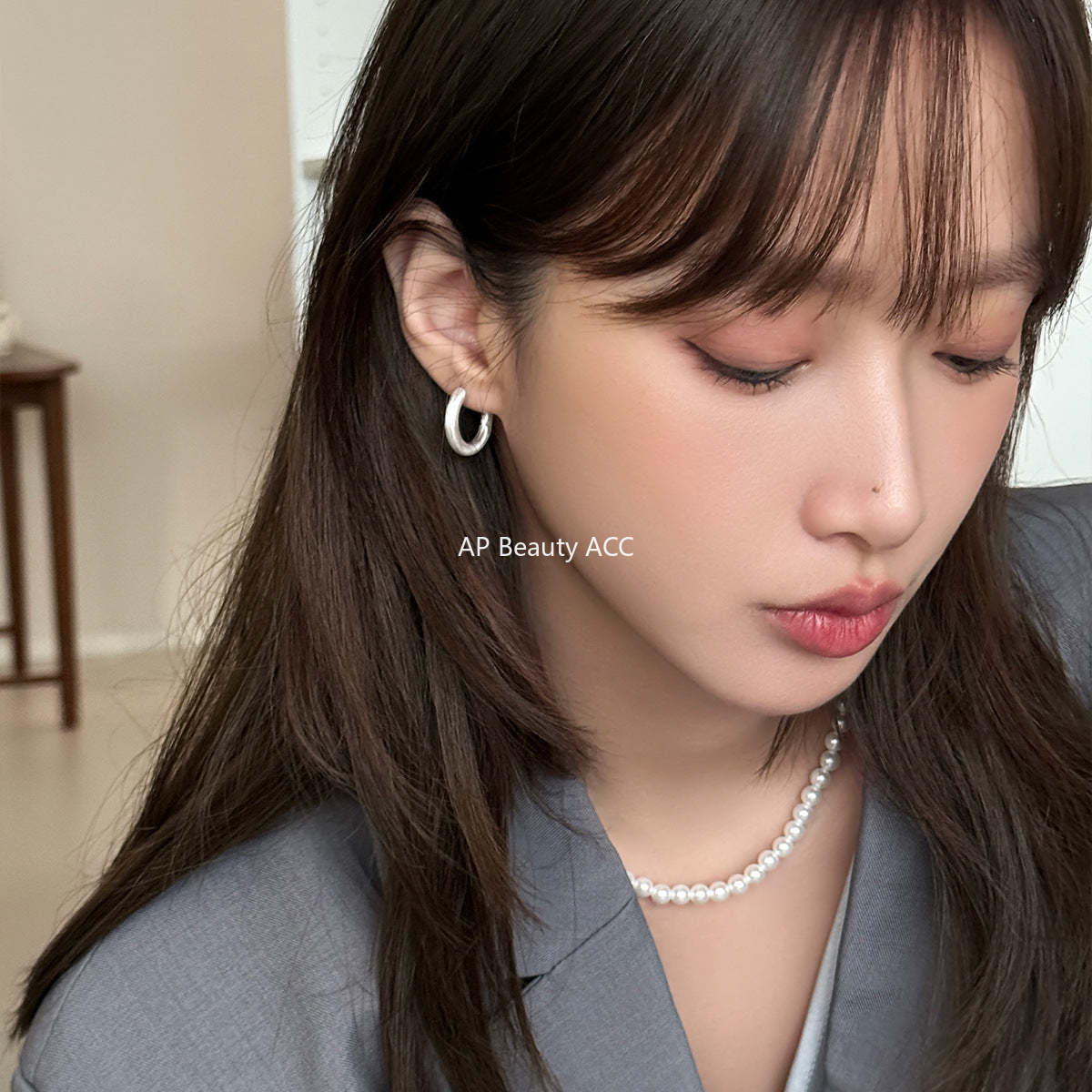 A관 - 925 은침 무광 심플 링 귀걸이 [EH-2400] 25.01-3