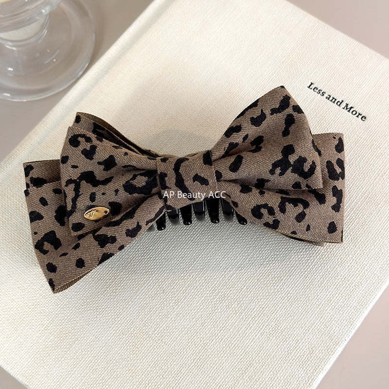 E관 - 레오파드 패턴 프린팅 리본 바나나 집게핀 [27748] 25.12-1