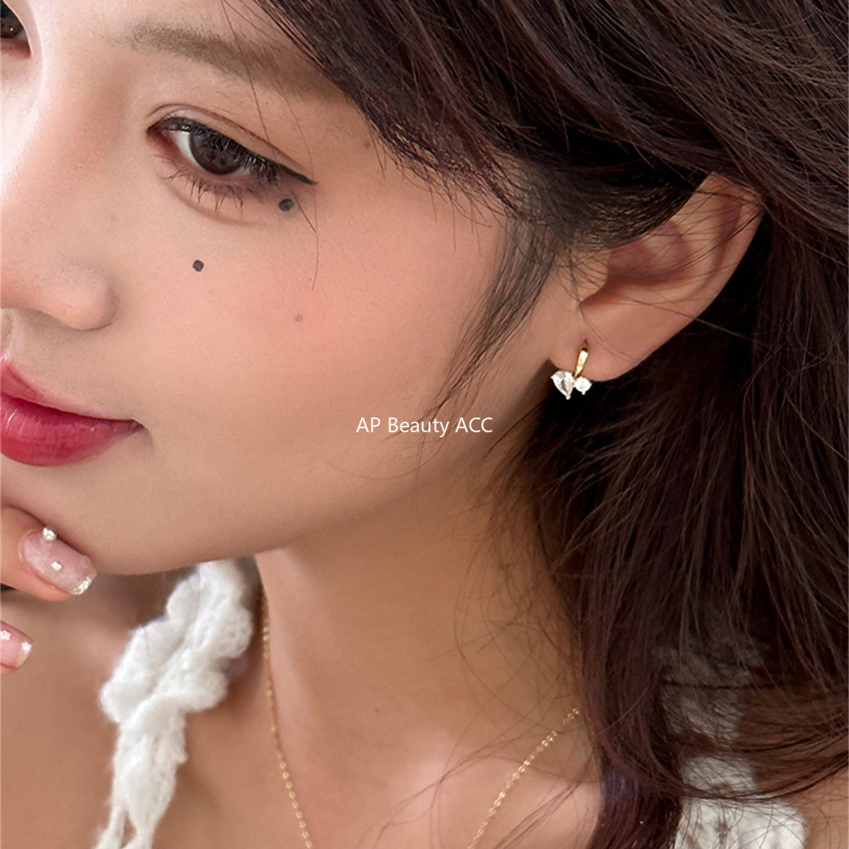 A관 - 925 은침 물방울 큐빅 링 귀걸이 [EH-4001] 25.10-1