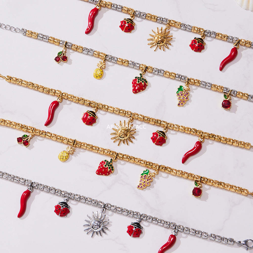 D관 - 스테인리스 18K 도금 멀티 펜던트 스틸 비즈 팔찌 [E699-E700] 25.10-5