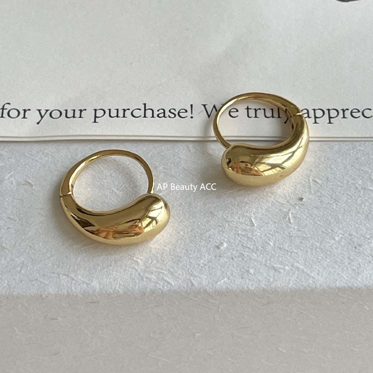 F관 - 925 실버 물방울 디자인 후프 귀걸이 [C1416] 25.11-1