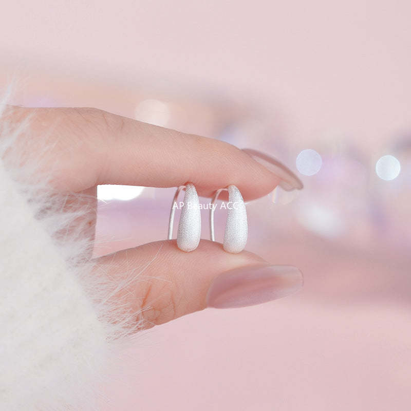 B관 - 999 실버 샌딩 물방울 모양 후크 피어싱 귀걸이 [YC2283E_1] 25.11-3